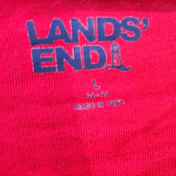 Men's Lands' End 100% cotton mock turtleneck Size L (42-44) Red & Black - Picture 3 of 8